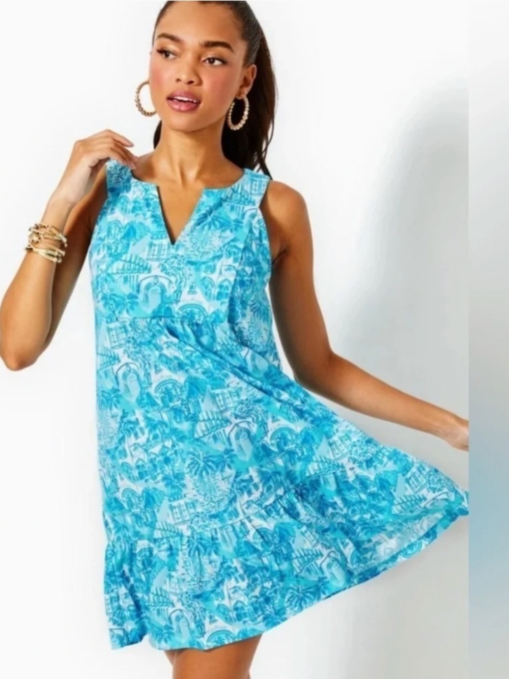 Lilly Pulitzer Lindy Dress Amalfi Blue Sunny State Of Mind XL